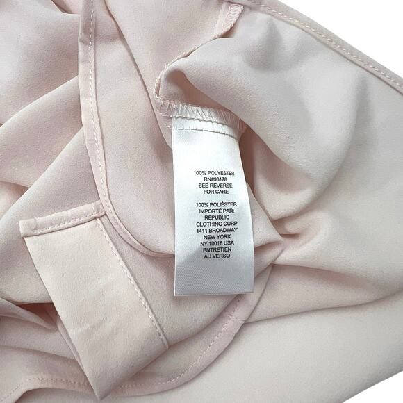 T Tahari Womens Blush Pink Pleated Balloon Sleeve Button Up Work Shirt Sz XS - Picture 7 of 13